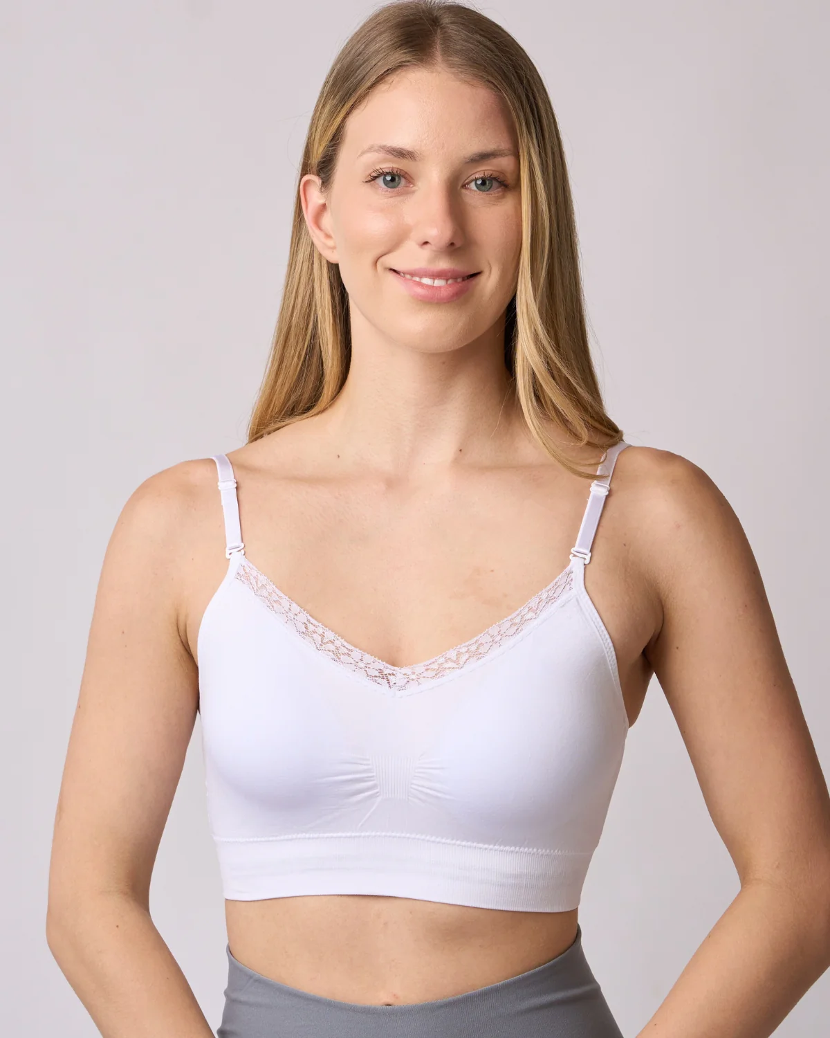 V-Neck Lace Trim Bra with Back Closure 9182 - Image 5