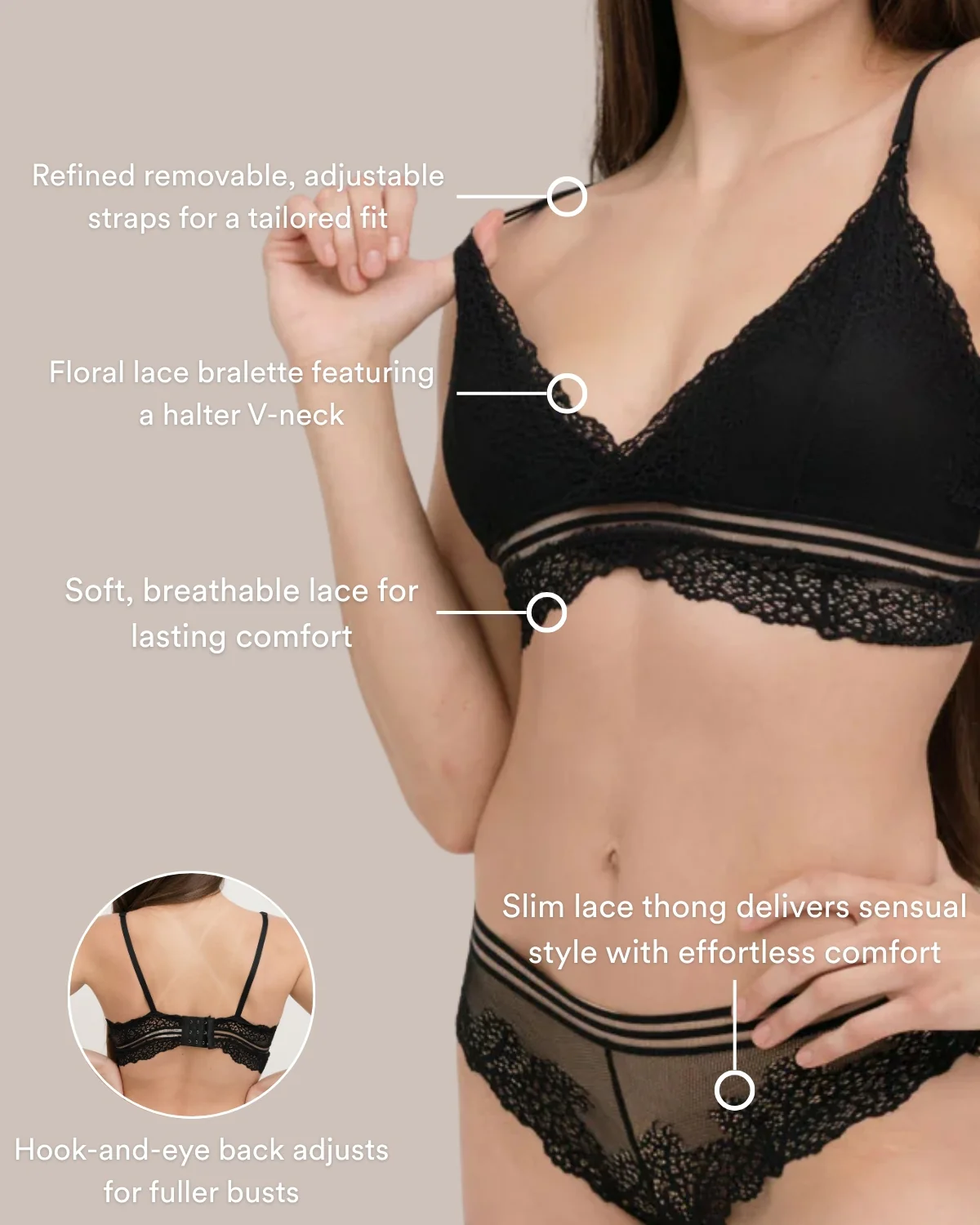 Coobie Lace Contour Plunge Bra and Panty Set 5115 - Image 4