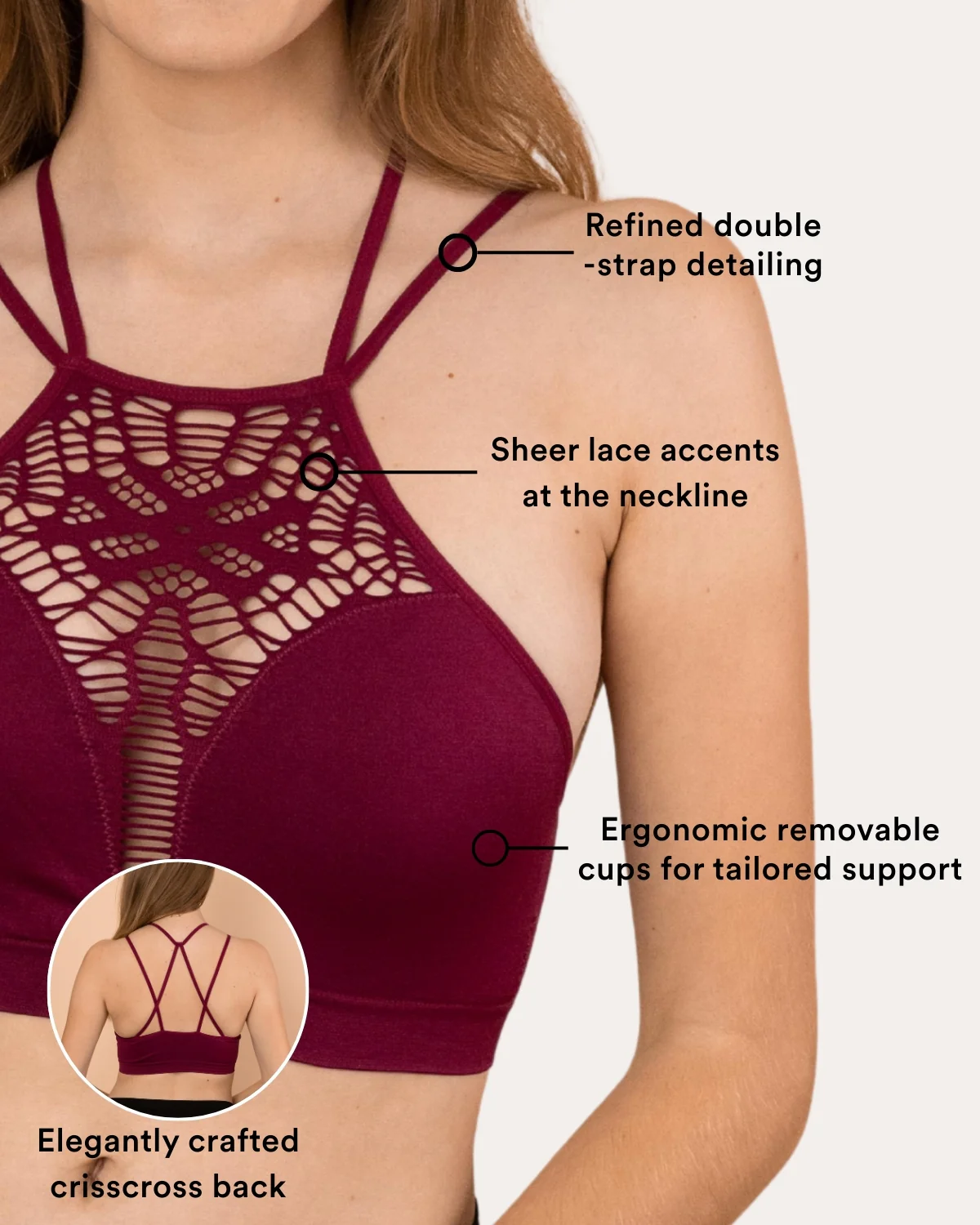 Coobie Halter Neck Criss Cross Plunge Bralette 9128 - Image 4