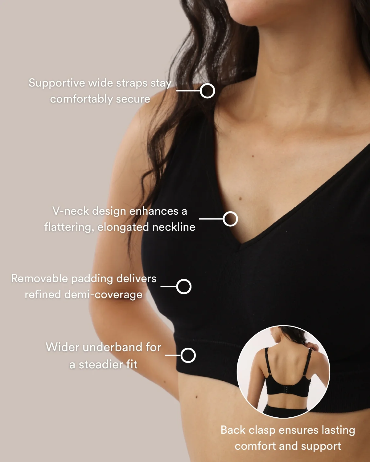 Seamless V-Neck Bra with Back Closure 9178 - Image 12
