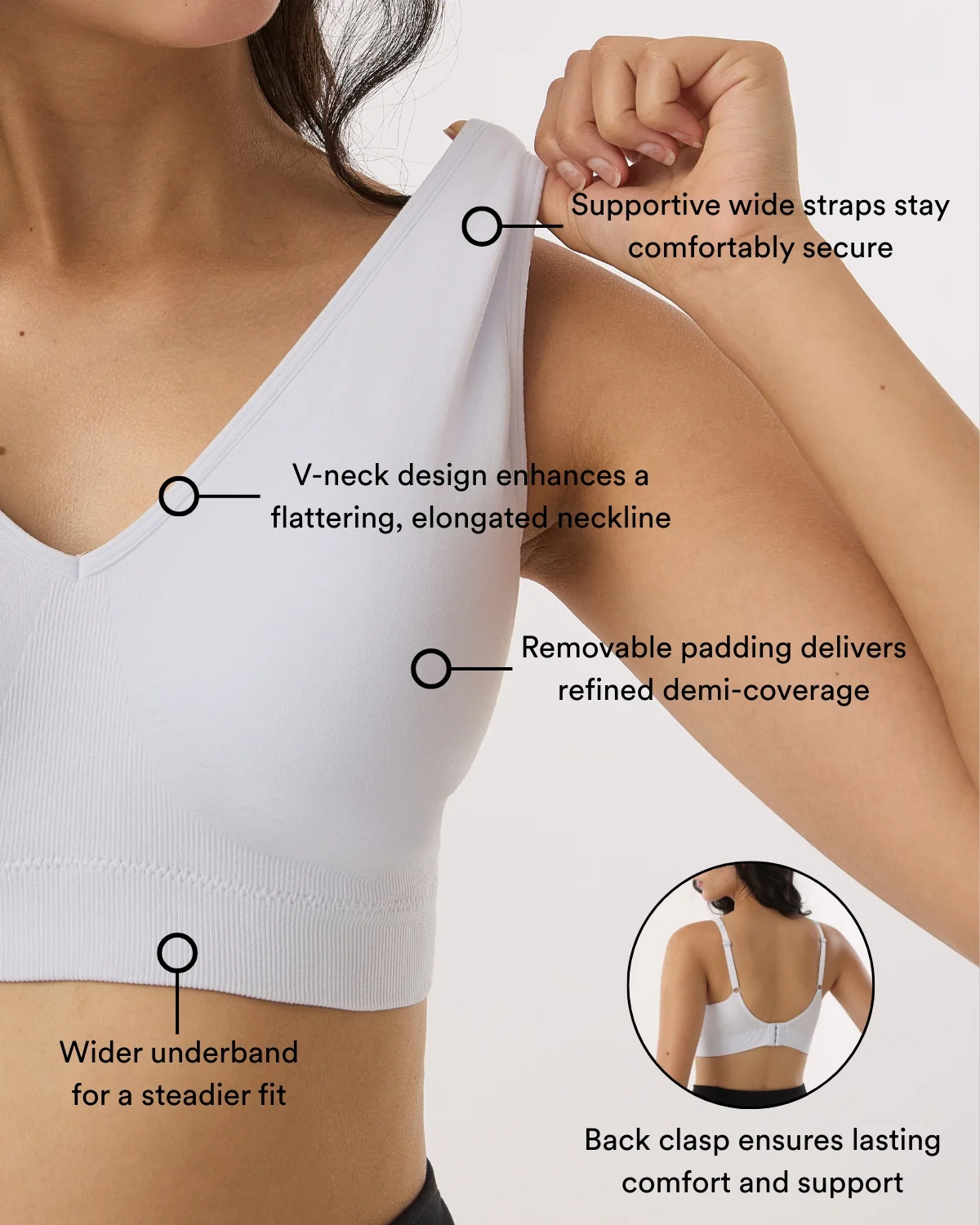 Seamless V-Neck Bra with Back Closure 9178 - Image 4