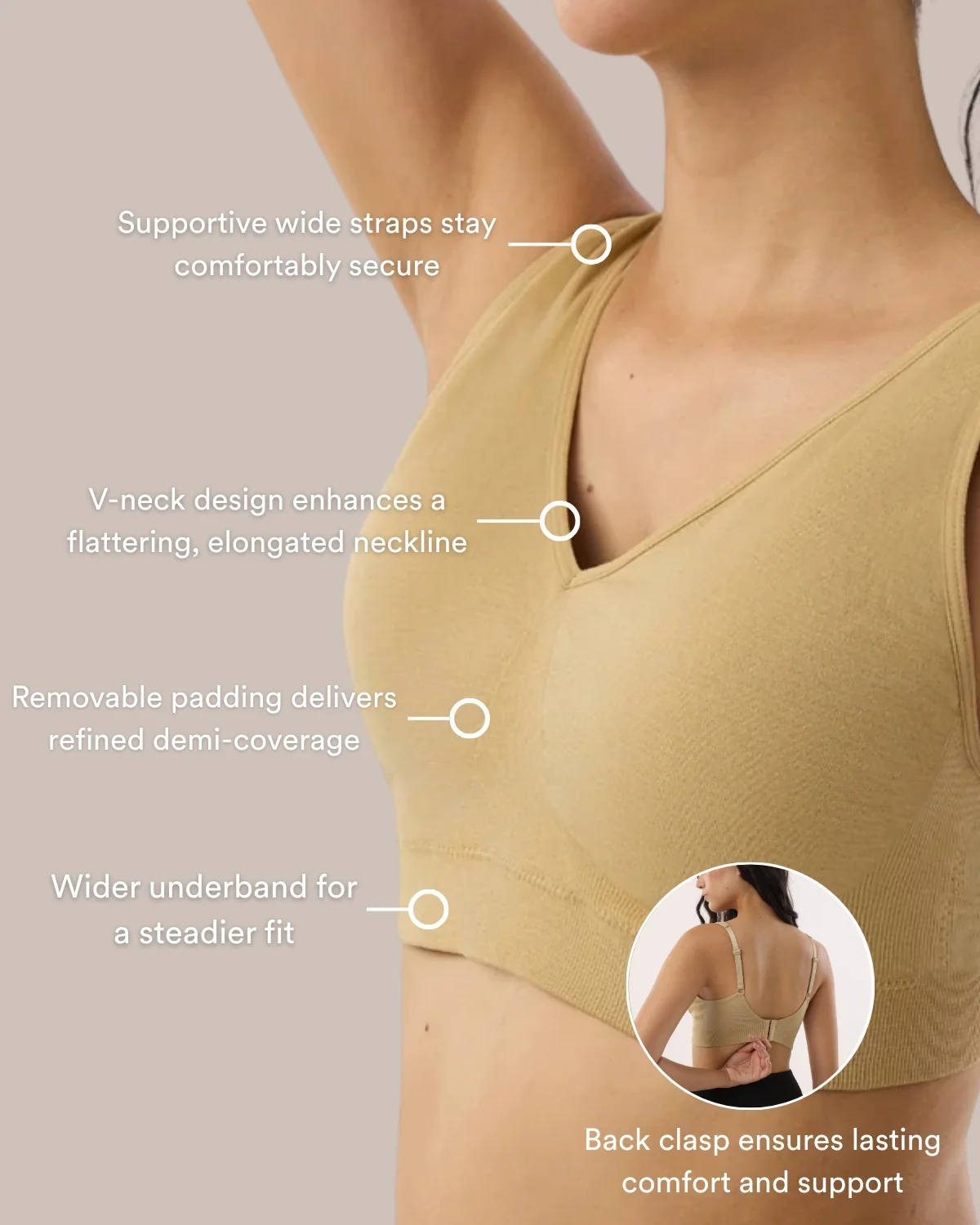Seamless V-Neck Bra with Back Closure 9178 - Image 8