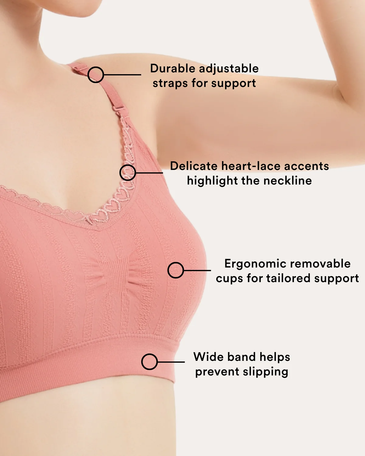 Coobie V-Neck Sweet Heart Lace Bra 9045 - Image 4